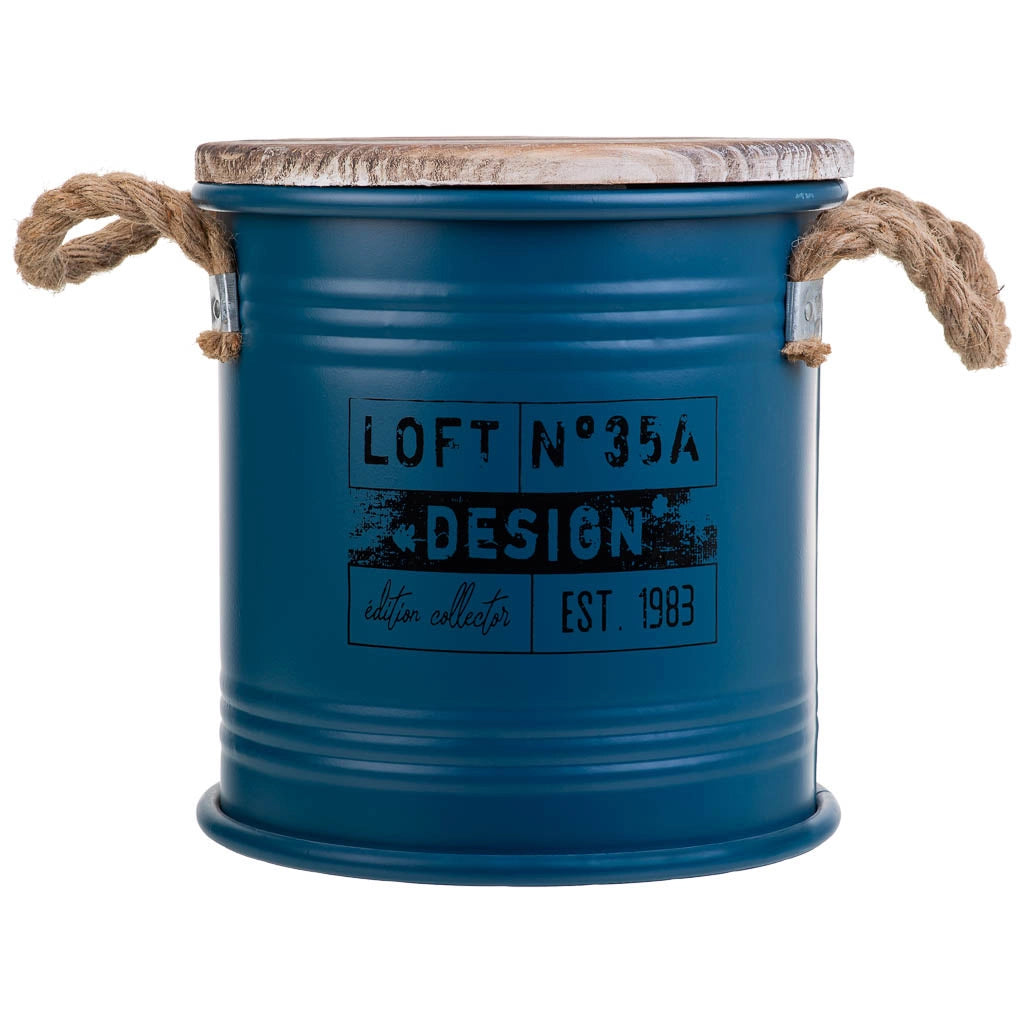 Cesto de ropa de metal impreso azul 35x37h cm