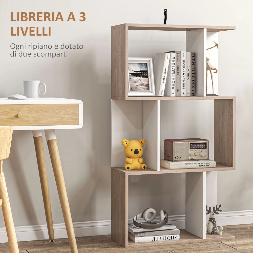 Libreria Moderna Legno 3 Ripiani ¨C zephmum ¨C 60x24x111.4cm