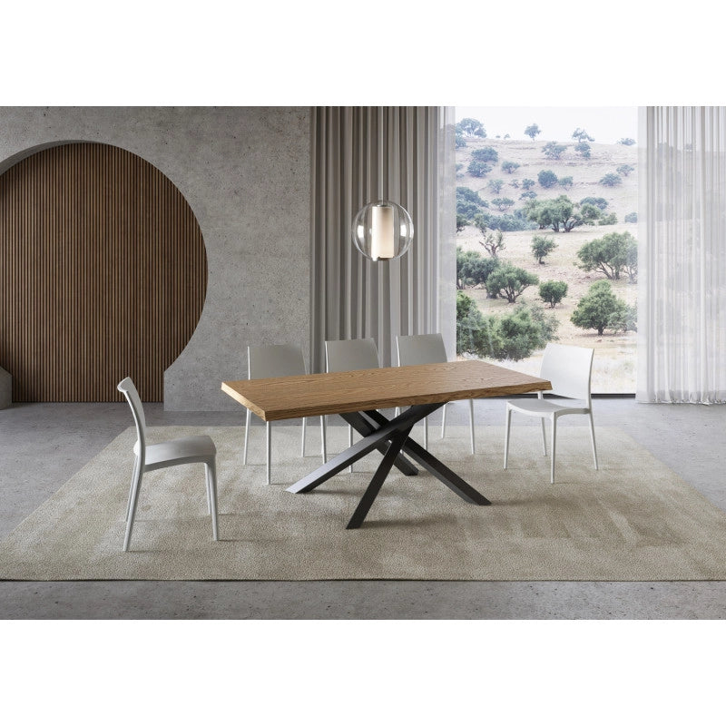 Tavolo allungabile 200/250x90 cm Versalux scortecciato telaio Antracite - Rovere