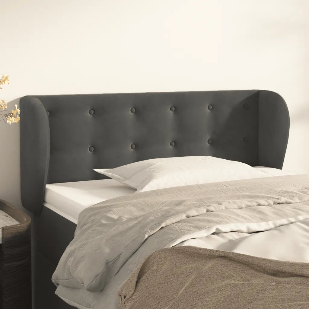 Testiera | Testata ad Orecchio Grigio Scuro 93x23x78/88 cm in Velluto