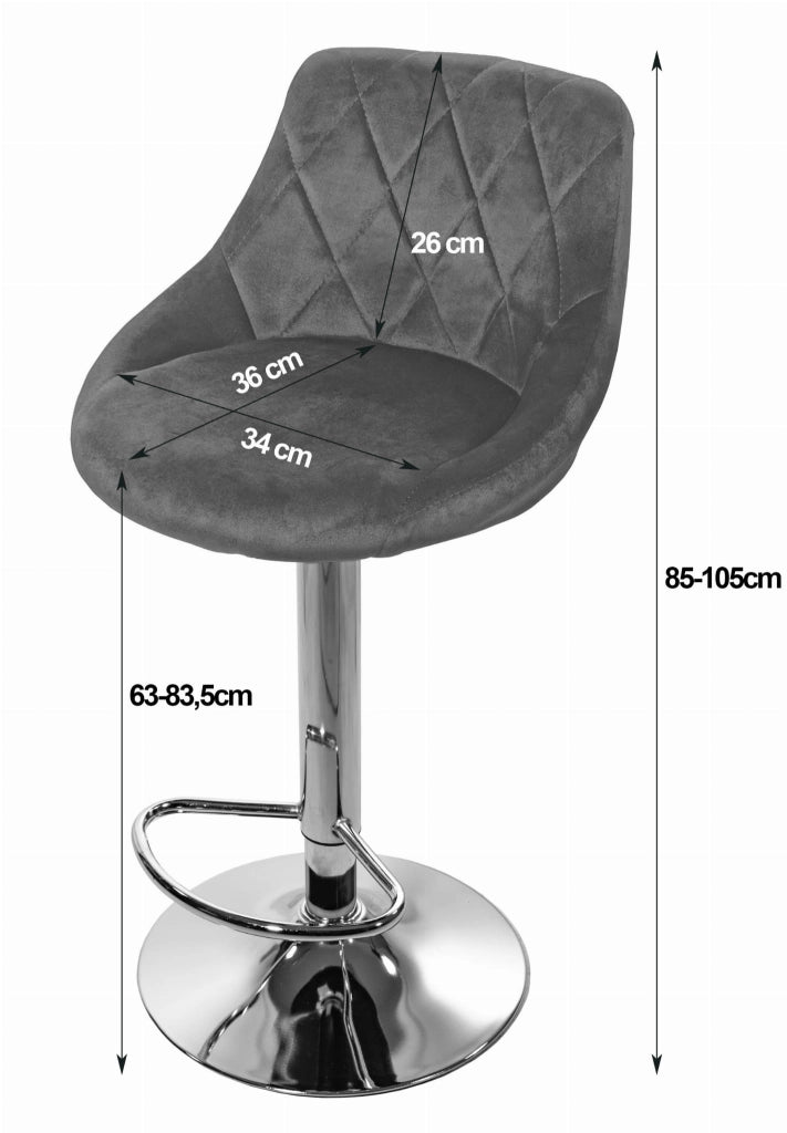 Sgabello girevole VALORA DAKA - Grigio velluto con base cromata x 2