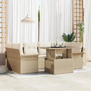 Set Divano da Giardino 7 pcs Beige Rattan in Polipropilene