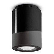 Plafoniera Vintage Decò Pi Ceramica Nero Carbone 1 Luce E14