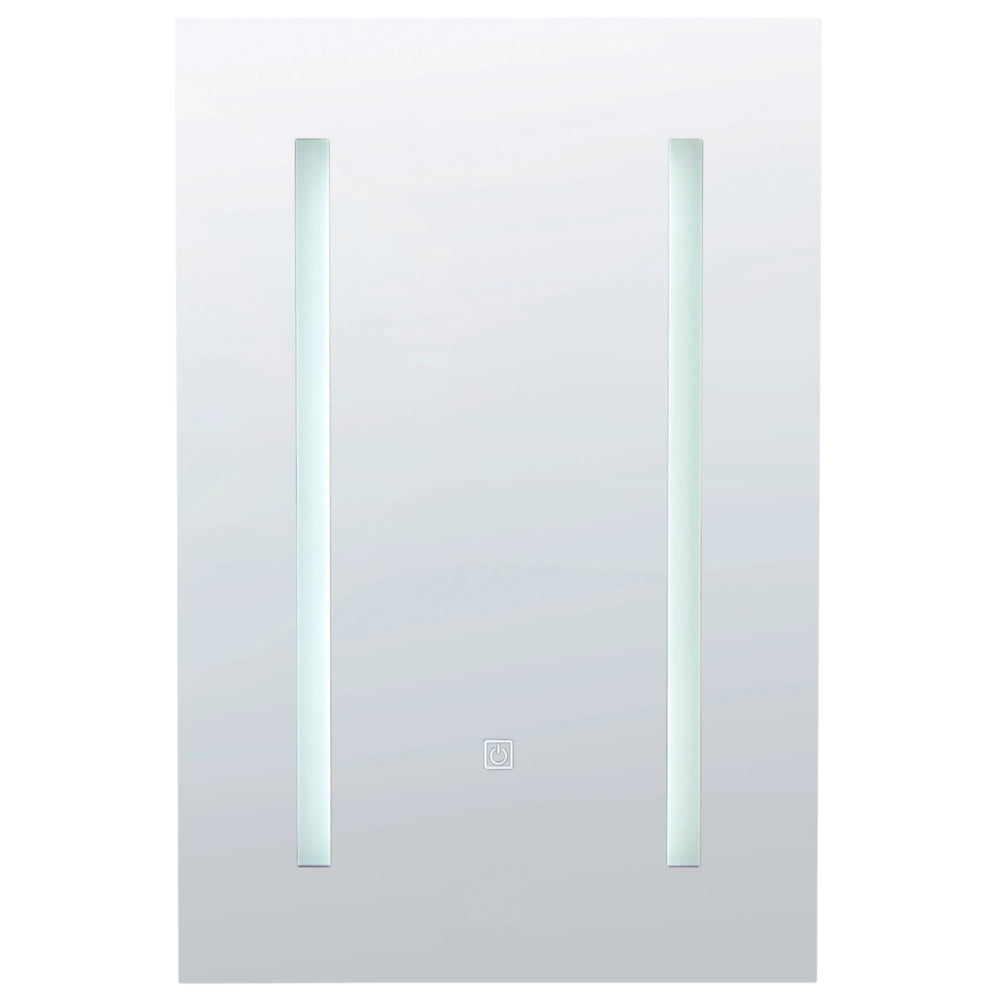 Specchiera da bagno in vetro nero e legno ingegnerizzato con LED 40 x 60 cm Design moderno
