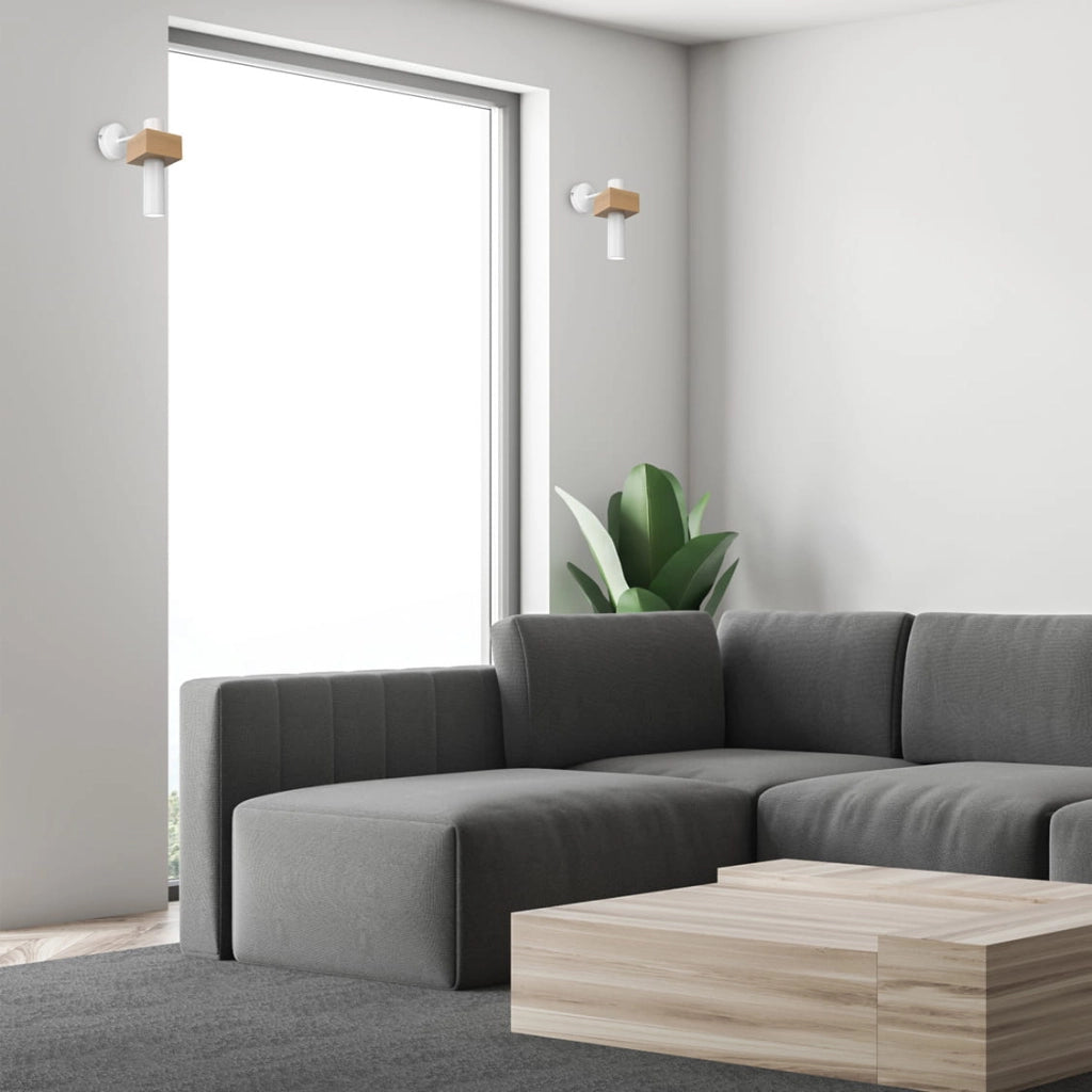 Applique moderna Milagro WEST 1 luce bianca/legno GU10 35W