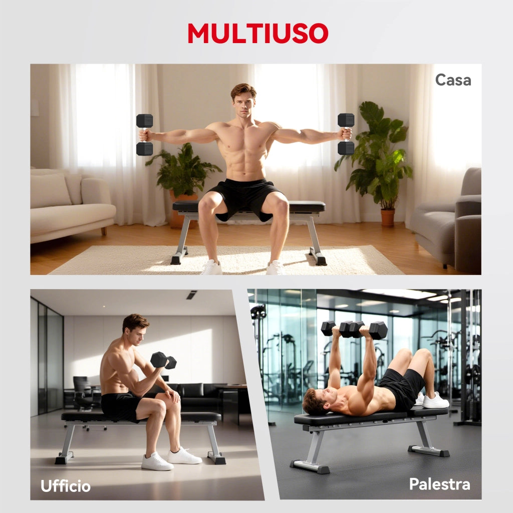 Manubrio Esagonale 20kg ¨C Minimal ¨C Acciaio e Gomma Nero