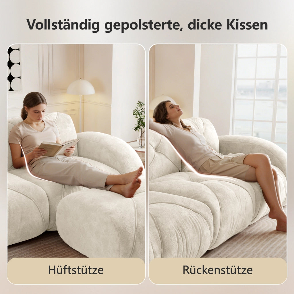 Divano modulare 2 posti senza struttura; schiuma 32D; tessuto chenille; design antiscivolo; beige chiaro