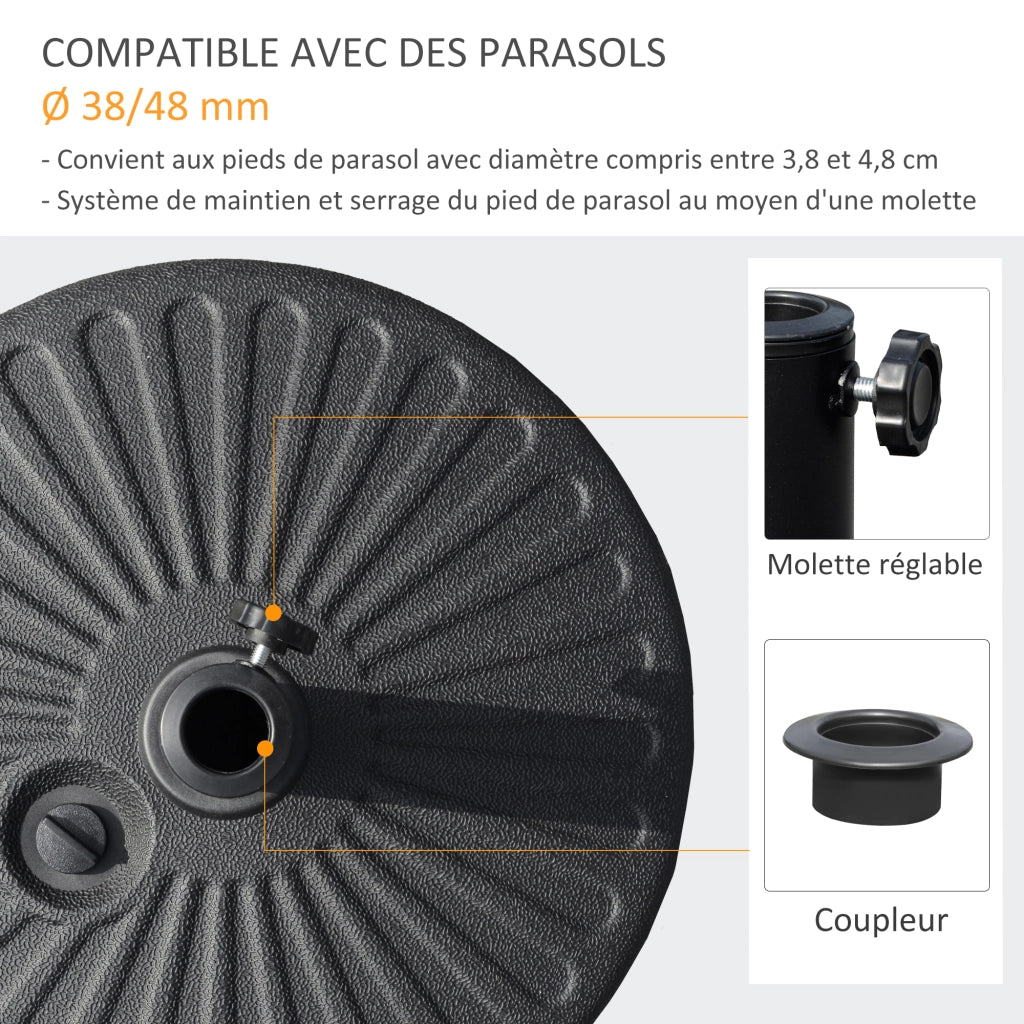 Base per Parasole Rotonda ¨C Minimal ¨C Nero 51x51x30.5 cm