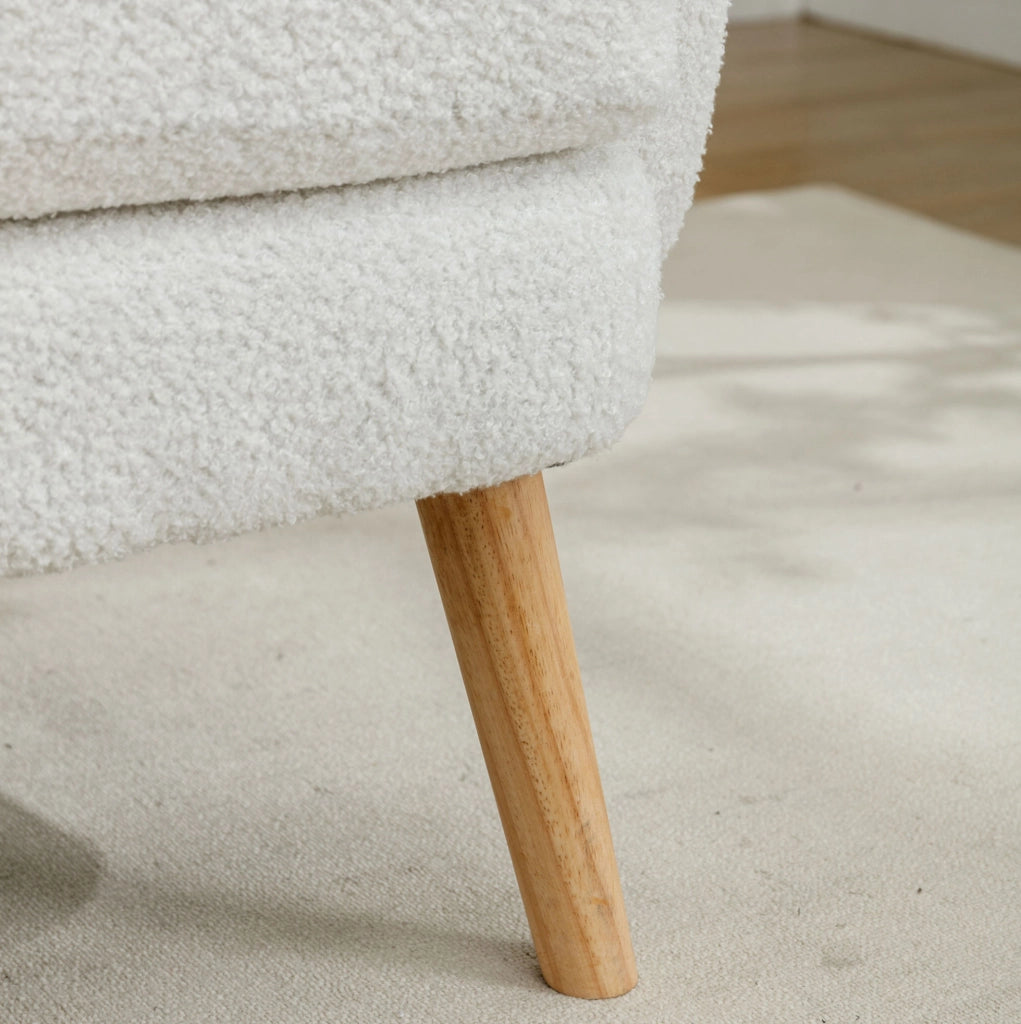 Poltrona singola in teddy con cuscino; bianco; 71 x 72 x 71 cm
