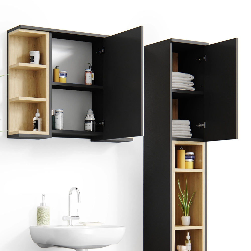 Vicco Set mobili bagno Antracite 3 parti, con colonna