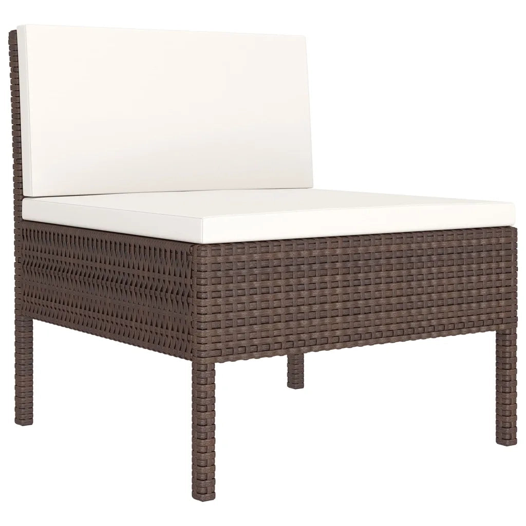 Set Divani da Giardino 8 pz con Cuscini in Polyrattan Marrone 3094543