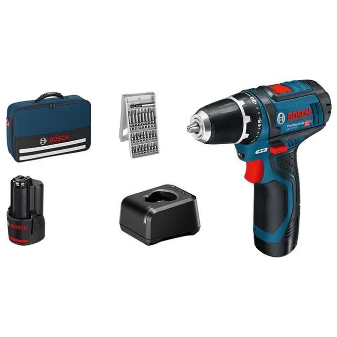 Bosch PROFESSIONAL 060186810H GSR 12V-15 Trapano avvitatore a batteria 12V 30 Nm 2 velocita' colore Nero Blu