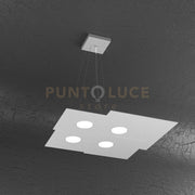 PLATE SOSPENSIONE 4 LUCI QUADRA GRIGIO 1129-S4-GR
