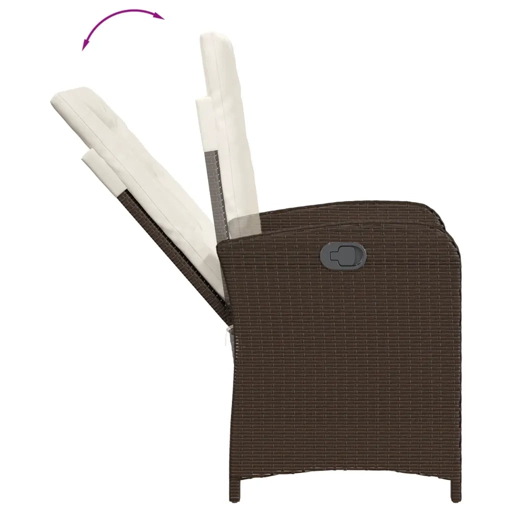Set da Pranzo da Giardino 5pz con Cuscini in Polyrattan Marrone 3212333