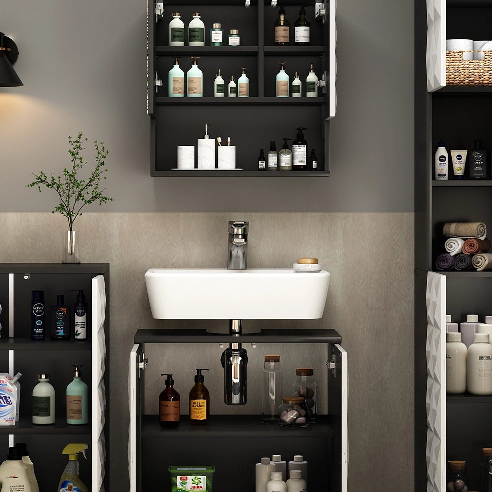 Vicco Set di mobili da bagno Nero 4 parti