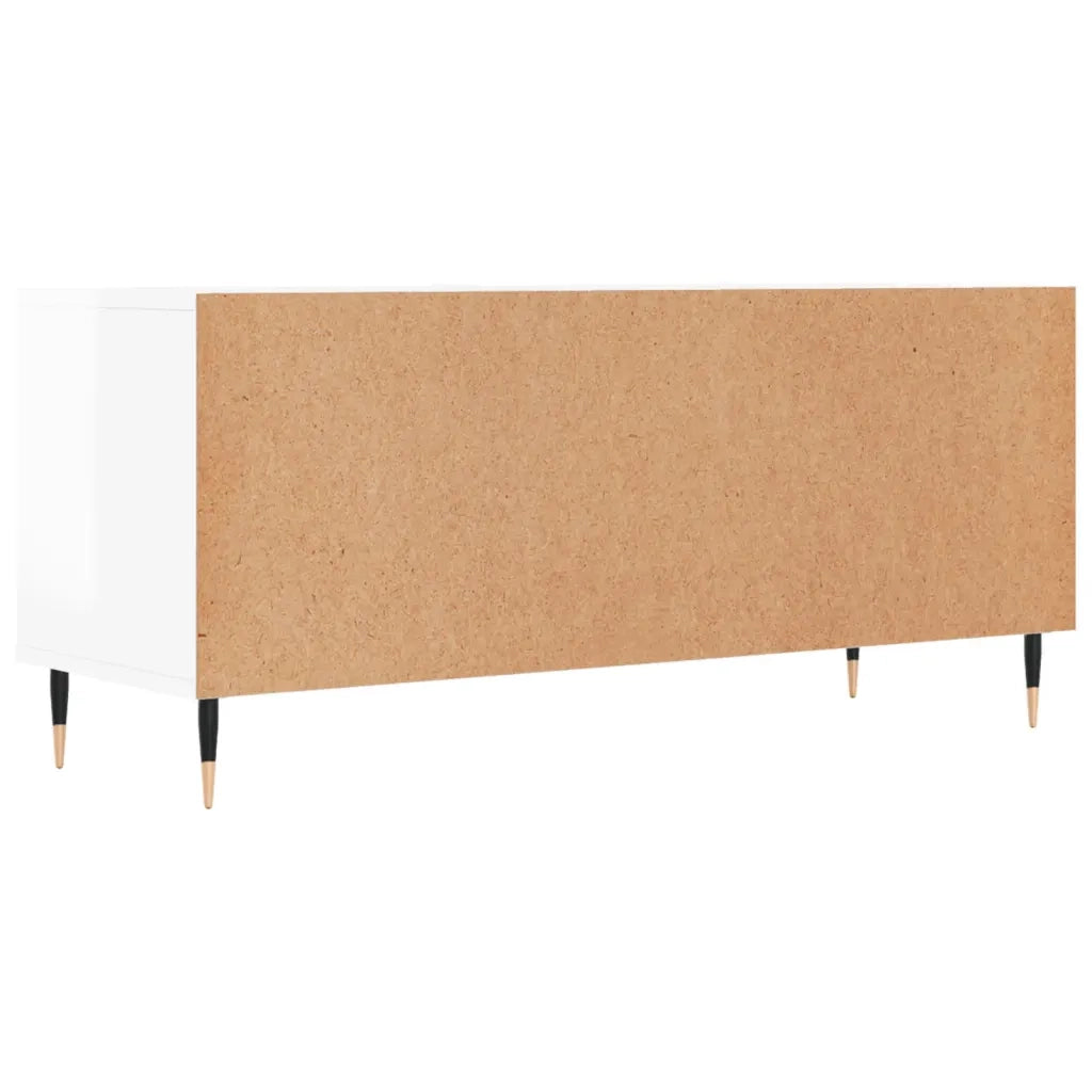 Mobile Porta TV-Mobile per TV-Credenza TV Bianco Lucido 100x34,5x44,5cm Legno Multistrato 283437