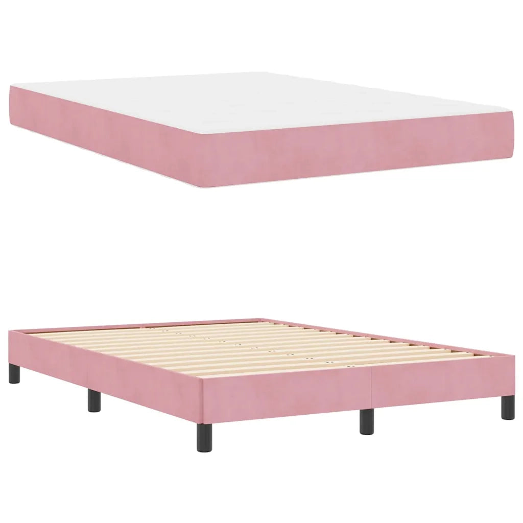 Letto a molle con materasso Rosa 160 x 210 cm Tessuto