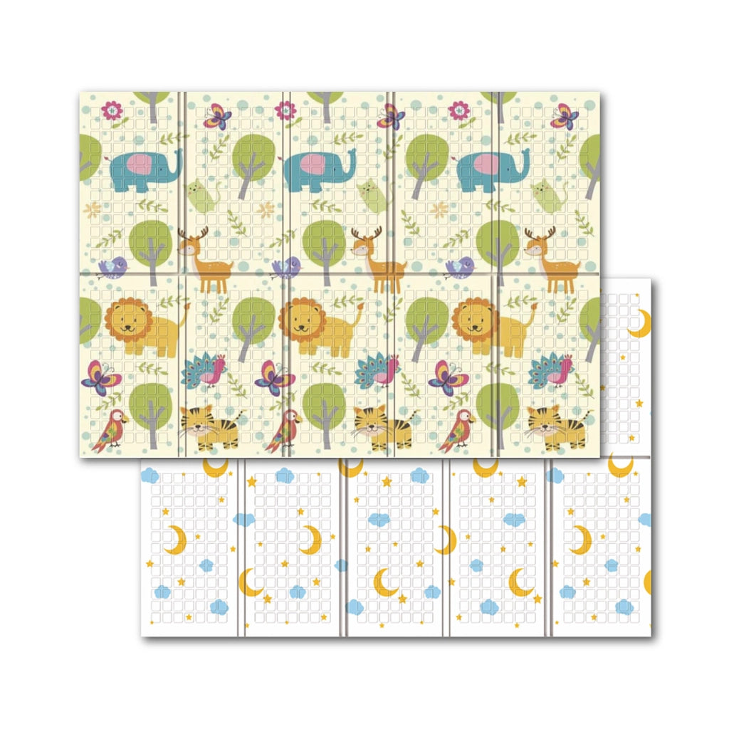 Tappeto Pieghevole per Bambini 180x150 cm Antiscivolo Double Face con Borsa Cloudy