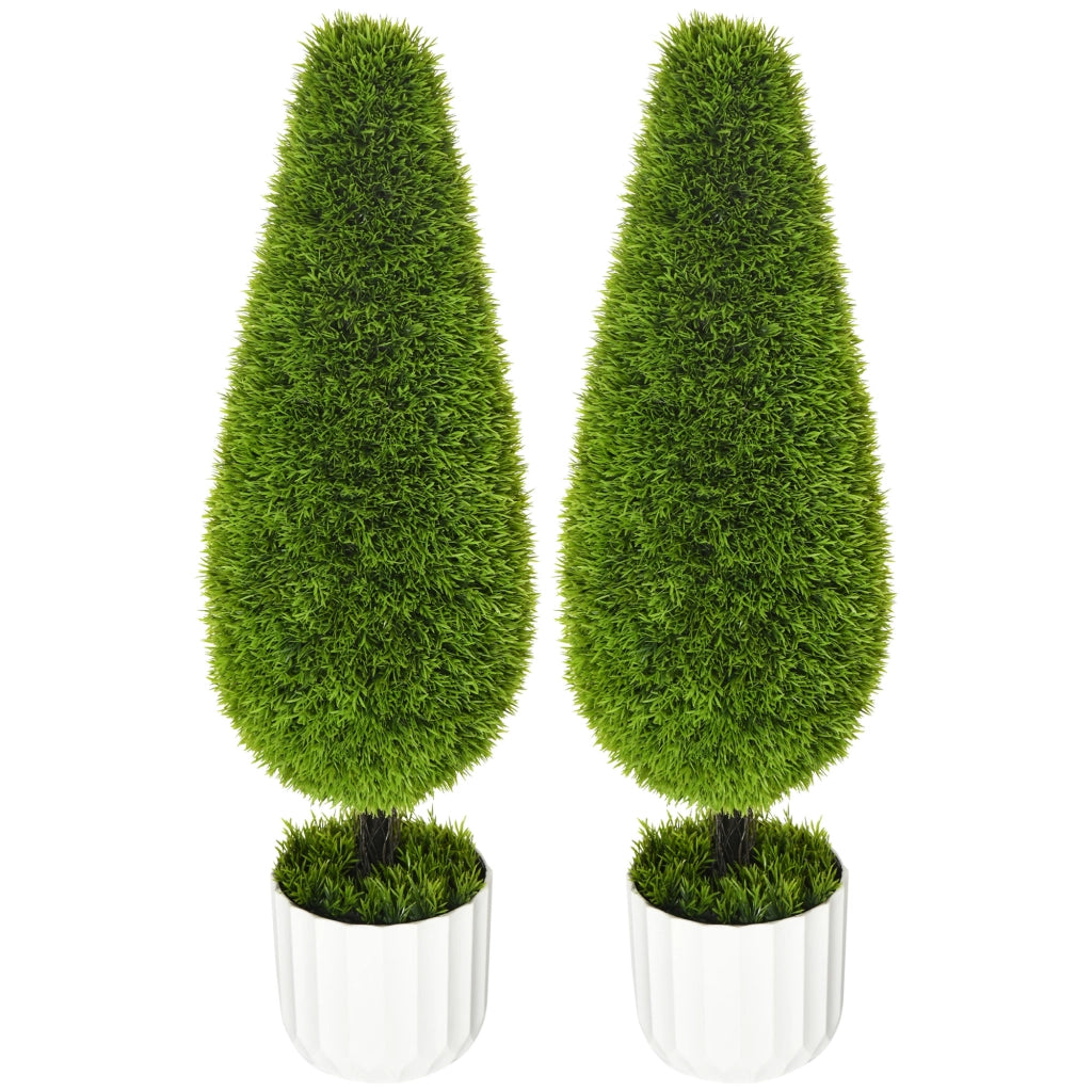 Set 2 Piante Artificiali con Vaso e Muschio - Xylo - Cipresso Bianco + Verde