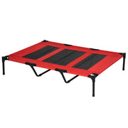 Lettino per Cani 50kg max Rialzato con Borsa da Viaggio 122x92x23 cm in Metallo e Tessuto Oxford Rosso