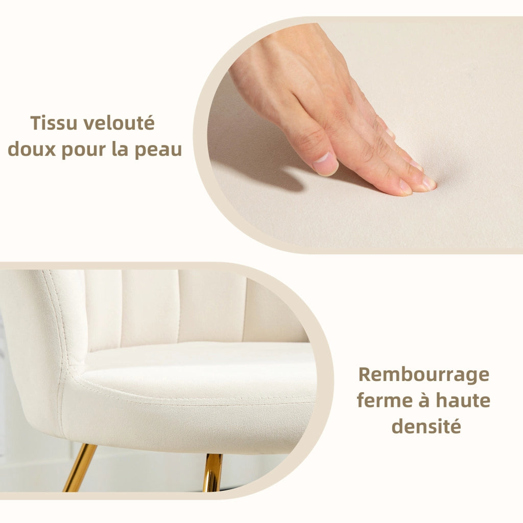Poltrona relax in velluto ¨C Minimal ¨C crema 69x64x80 cm