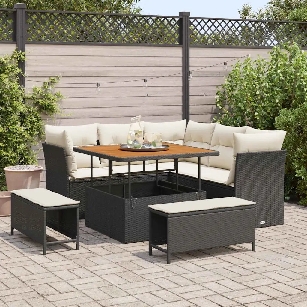 Set Divano da Giardino 8 pcs Nero polyrattan 3361475