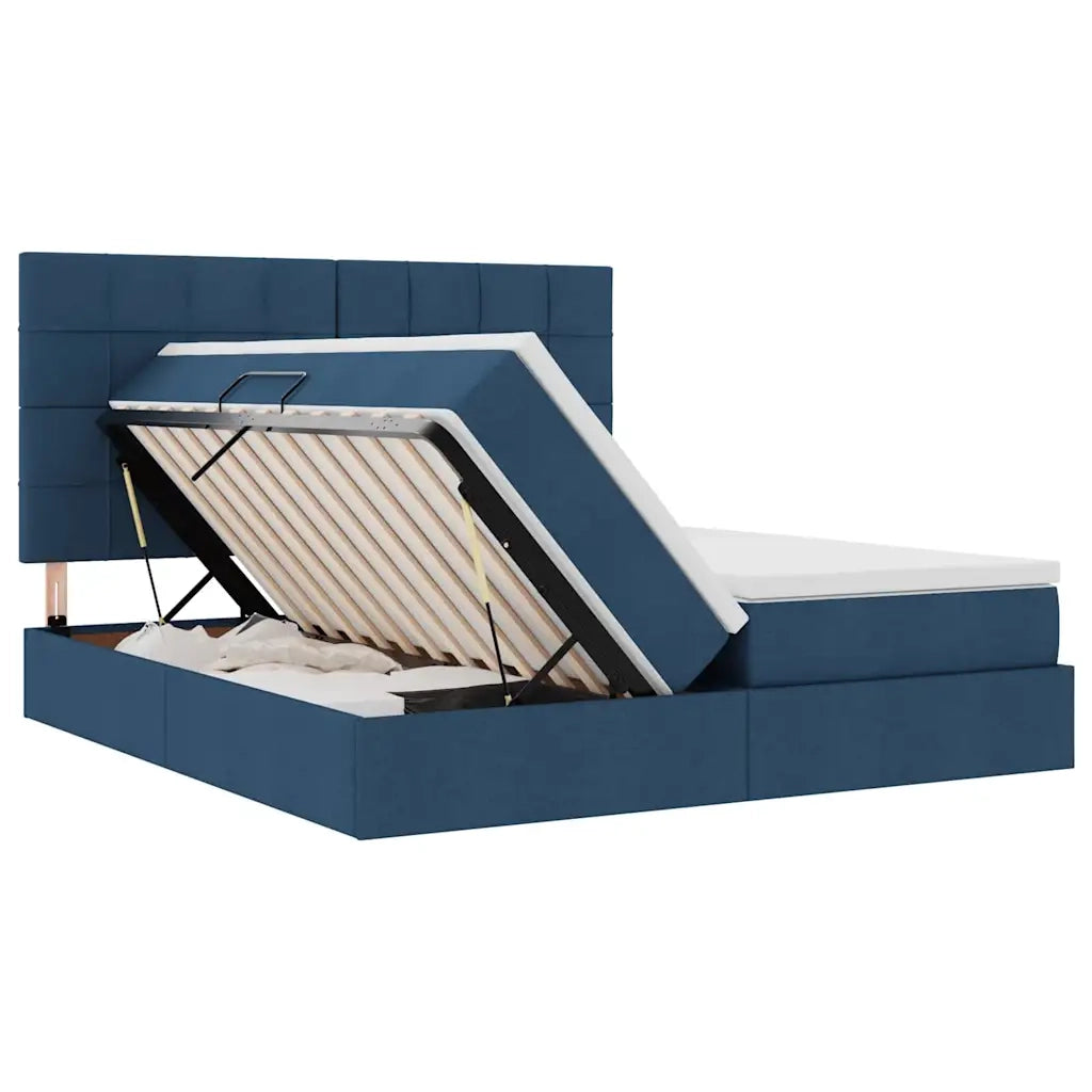 Letto con Contenitore Blu 180 x 200 cm Pelle Sintetica