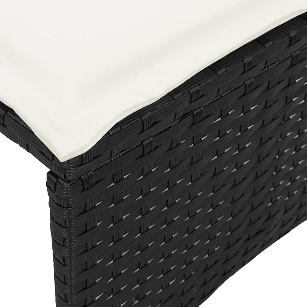 Set da Pranzo da Giardino 3 pz con Cuscini Nero in Polyrattan 4104135