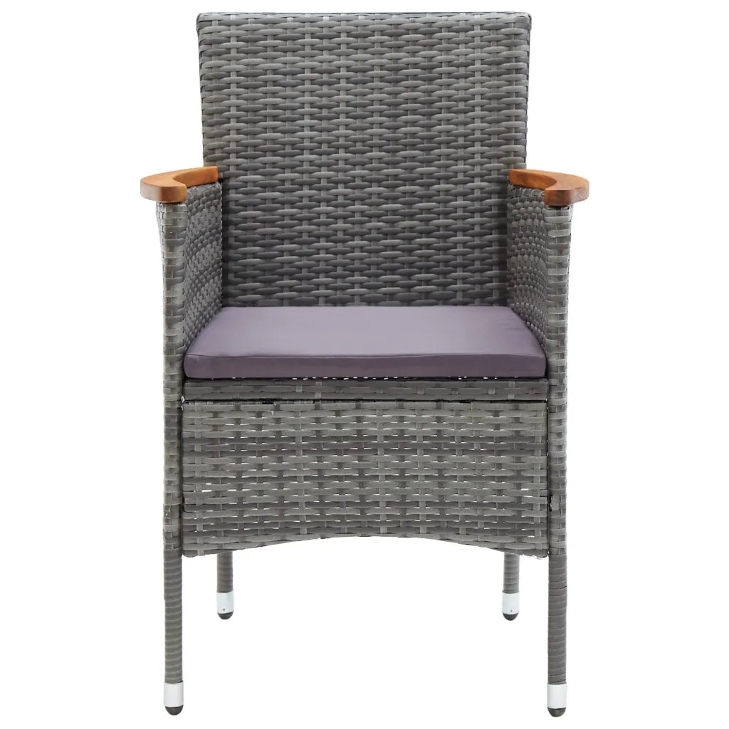 Set da Bistrot 3 pz in Polyrattan e Legno Acacia Grigio 3058367