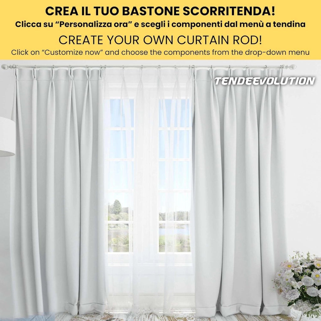 N°1 terminale modello cilindro per bastone diametro 20mm colore cromato