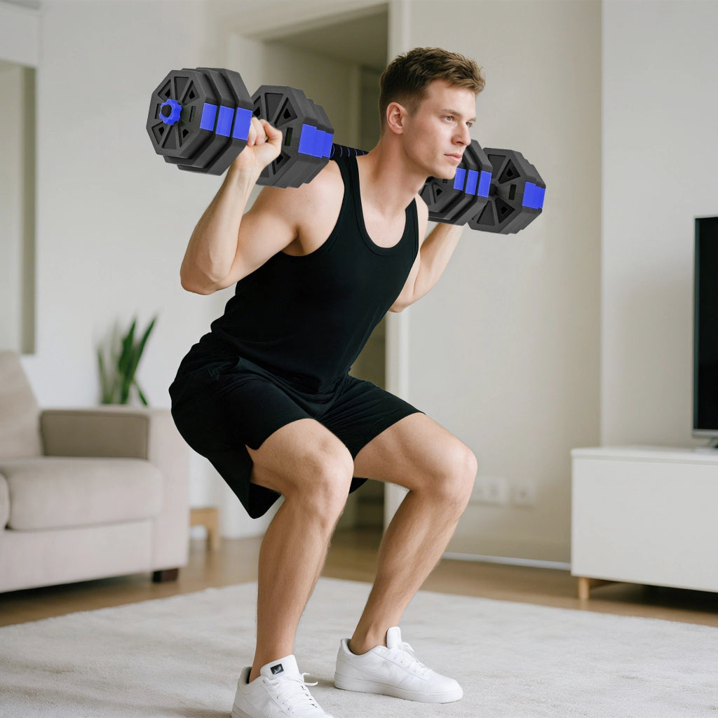 Set di Pesi da Palestra 6 in 1 ¨C Minimal ¨C Blu, Plastica e Sabbia