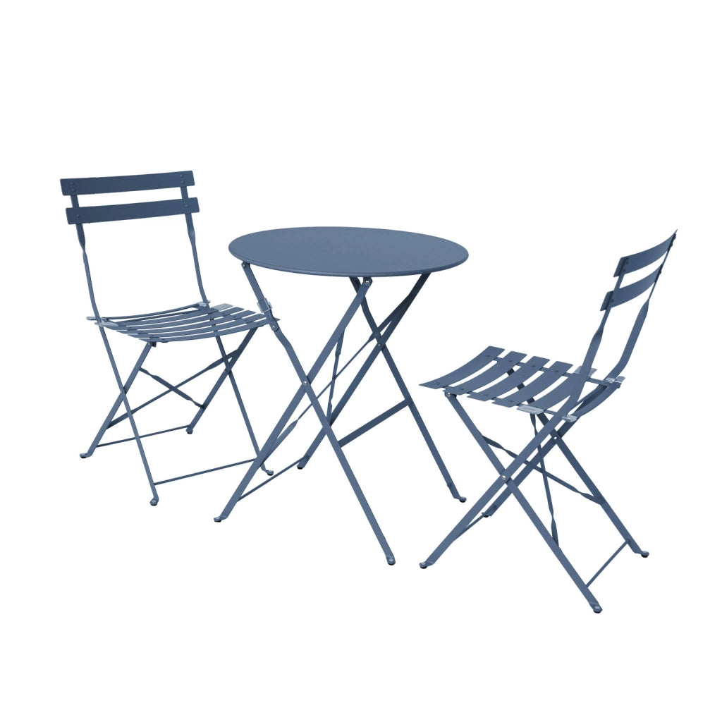 Set tavolo da giardino bistrot pieghevole in acciaio con 2 sedie,