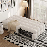 Pouf letto 2in1 - Xylo - beige, tessuto teddy, morbido, trasformabile
