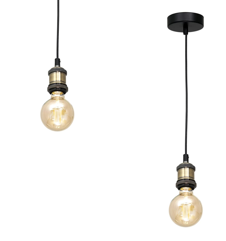 Lampada a sospensione industriale nera ottone E27 60W Milagro