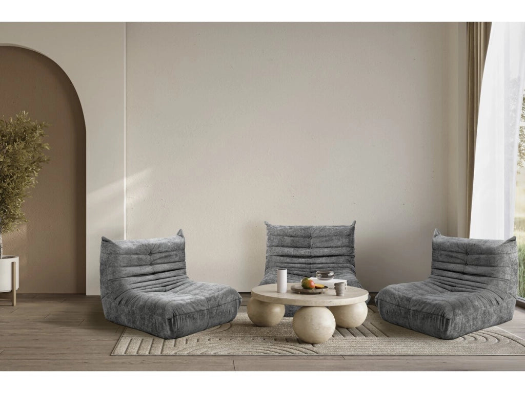 Set di 3 poltrone componibili in tessuto testurizzato "Velasca" - Grigio