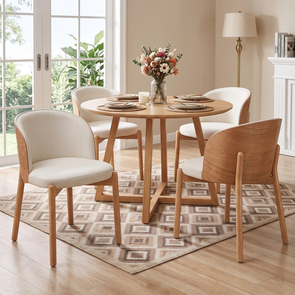 SEDIA da pranzo Set da 2 pezzi in legno e lino colore naturale