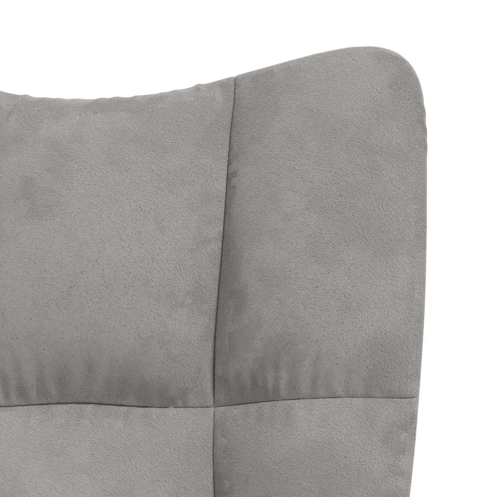 Poltrona a Dondolo | Sedia Relax con Poggiapiedi Grigio Chiaro in Velluto