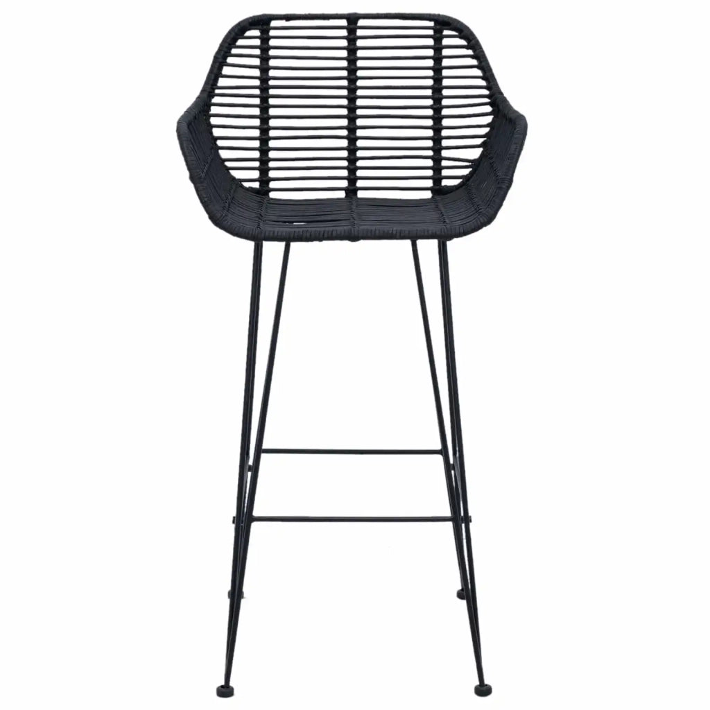 Sedia da Bar 2 pcs Nero 55 x 52 x 92 cm Rattan e Ferro 42011554