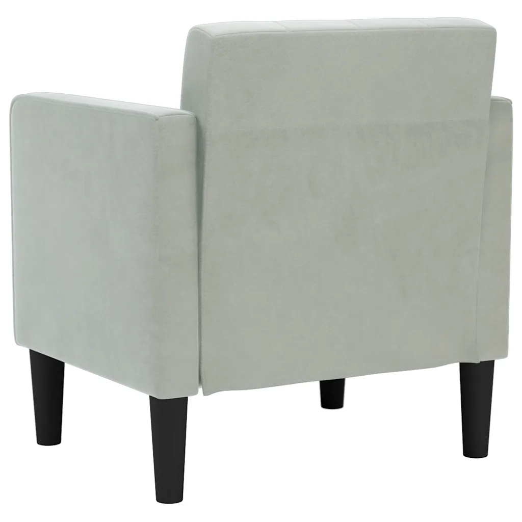 Divano Poltrona | Sedia con Braccioli Grigio Chiaro 53 cm in Velluto