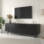 Cassettiera TV nera in MDF e truciolato; lunghezza 175 cm
