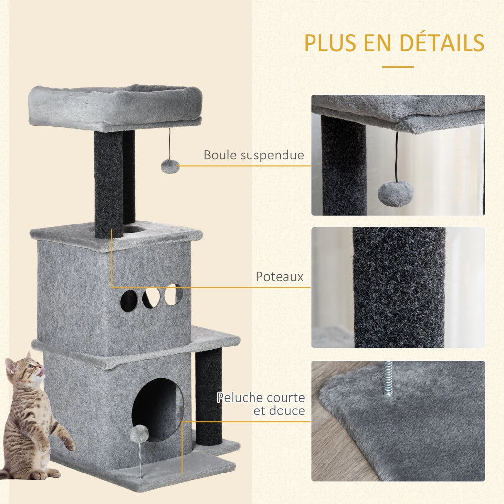 Albero per gatti con piattaforme e nicchie ¨C Minimal ¨C 48x48x100 cm grigio