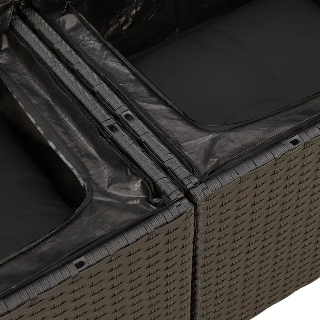 Set Divani da Giardino 11 pz con Cuscini in Polyrattan Nero 3256524