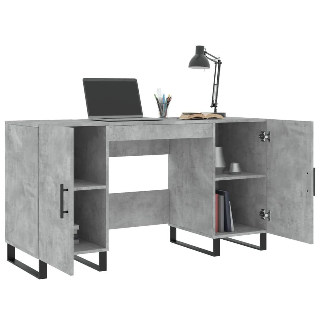 Scrivania tavolo postazione di lavoro mobile per computer studio 140 x 50 x 75 cm legno ingegnerizzato grigio 02_0023841