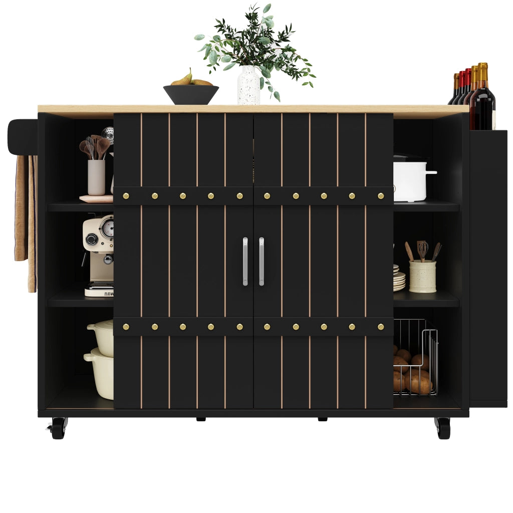 Carrello da Cucina con Cassetti e Ante Scorrevoli ¨C MINIMAL ¨C Nero