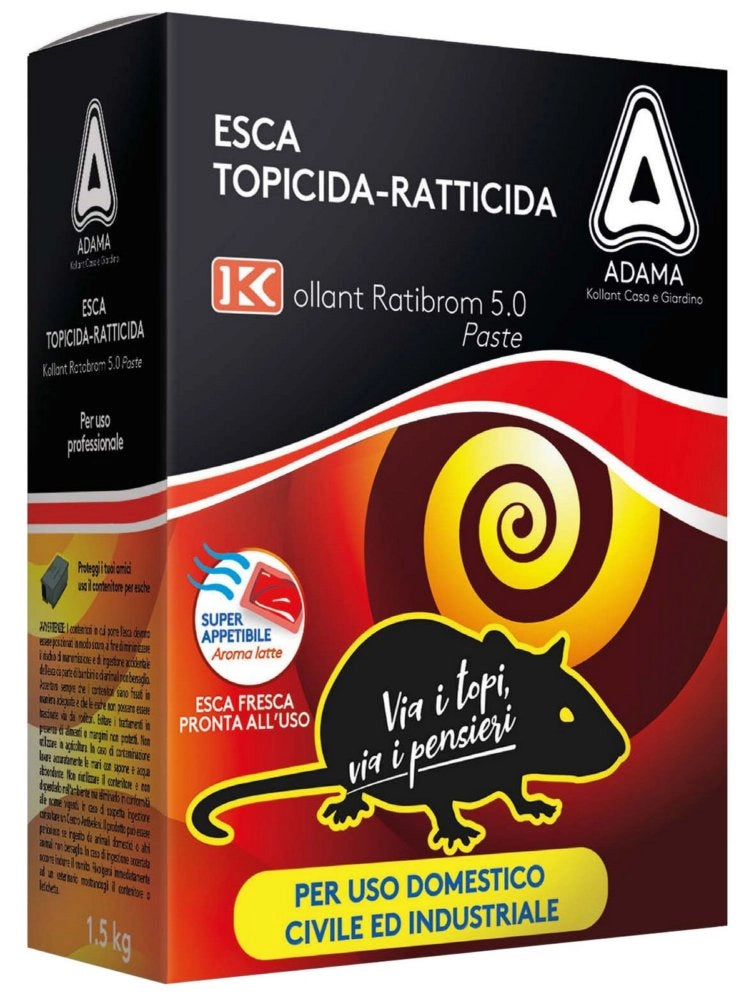 1pz esca topicida 'ratibrom 5.0' professionale kg 1,5 3x500 gr interni ed ester cod:ferx.95908