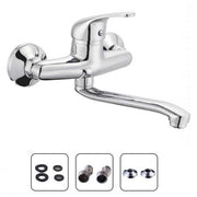 Trade Shop - Miscelatore Rubinetto Monocomando Lavello Cucina Canna Alta Cromato Muro 69139 -
