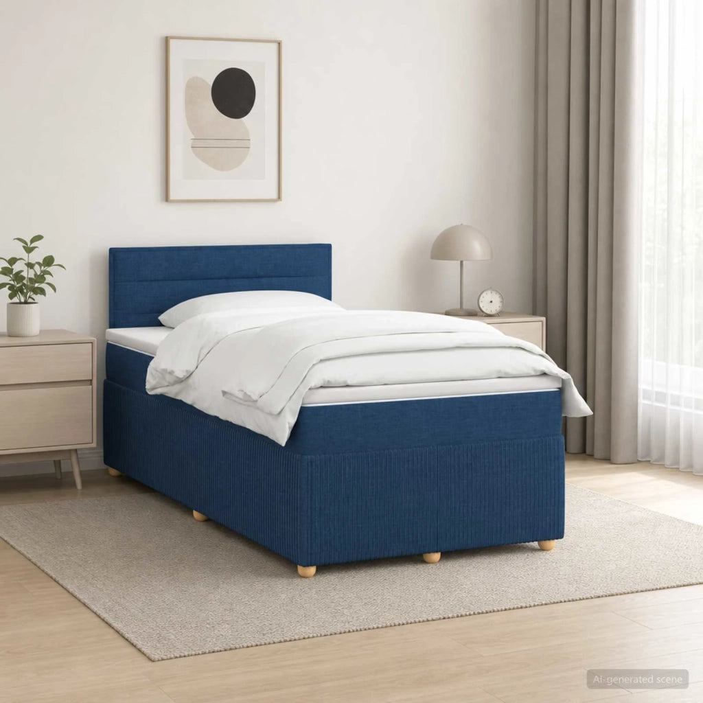 Letto box spring con materasso Blu 120 x 190 cm Tessuto 3451418