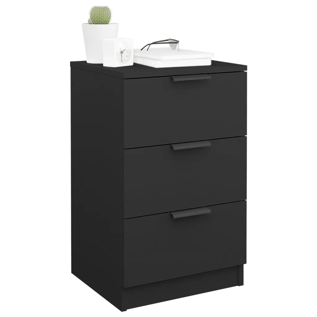 Set di 2 Comodini | Armadio da Notte | Mobiletto da notte Neri 40x36x65 cm