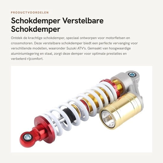Sospensione a Shock per Motocicli/ATV - Lunghezza Totale 340 mm - Distanza di Montaggio 305 mm - Lega di Alluminio/Acciaio - Applicazione Universale - Sospensione Ammortizzata