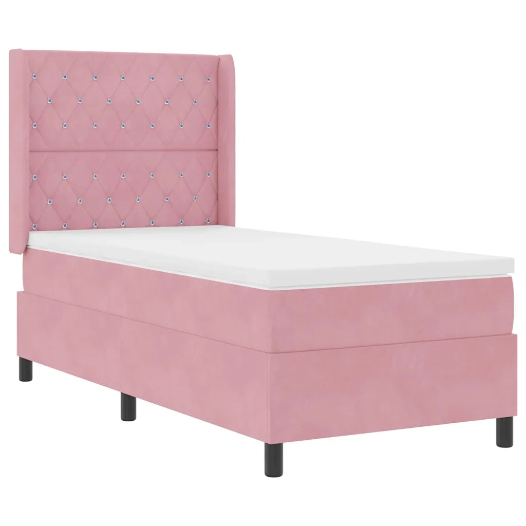 Letto a molle con materasso con led Rosa 100 x 200 cm Velluto